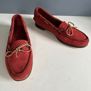 VTG Ralph Lauren Boat Shoes docksides Womens 8 Red Loafers Preppy Old Money